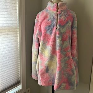 Katydid Faux Fur Quarter Zip Multi Color Pastel Pullover